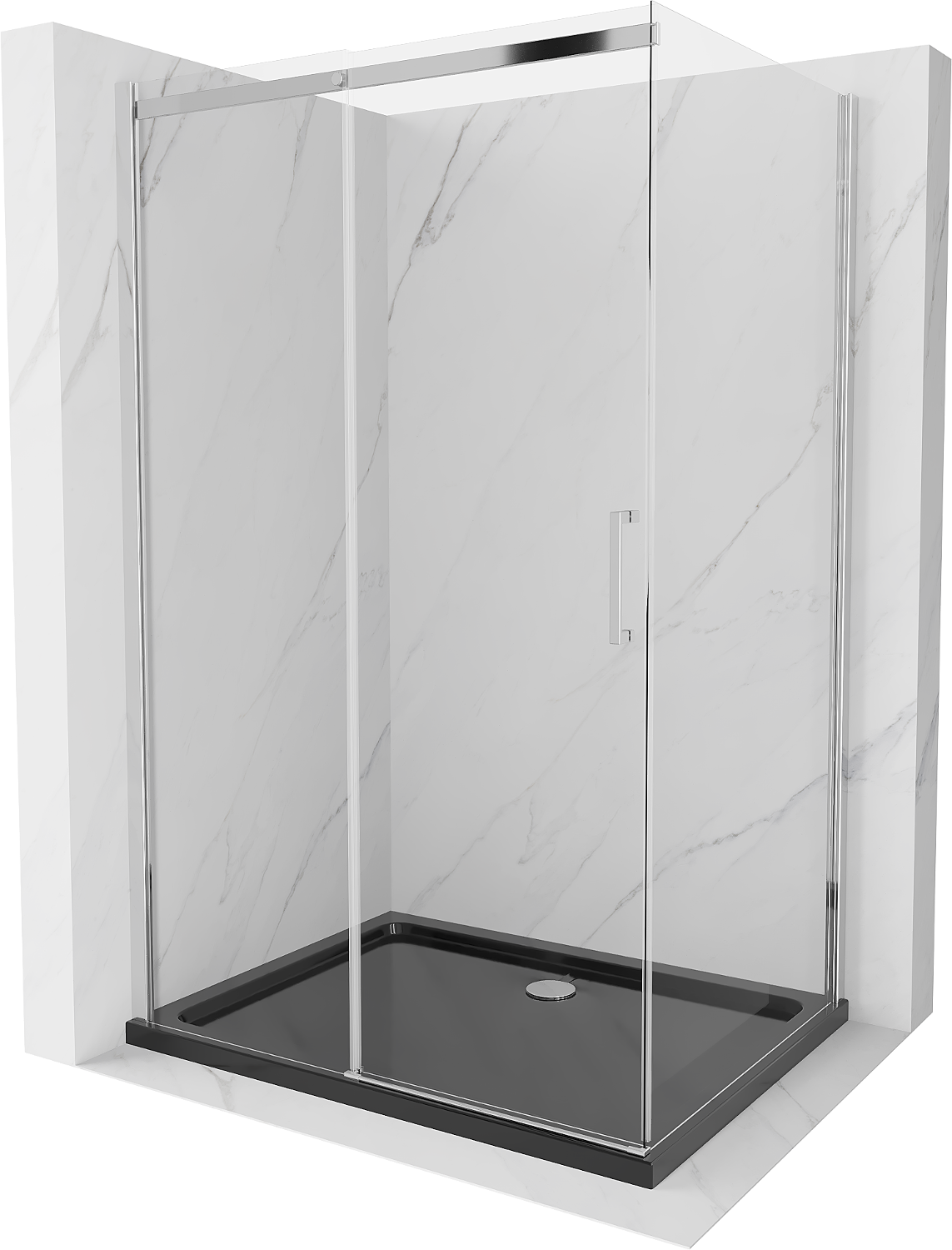 Mexen Omega kabina prysznicowa rozsuwana 120 x 80 cm, transparent, chrom + brodzik Flat, czarny - 825-120-080-01-00-4070