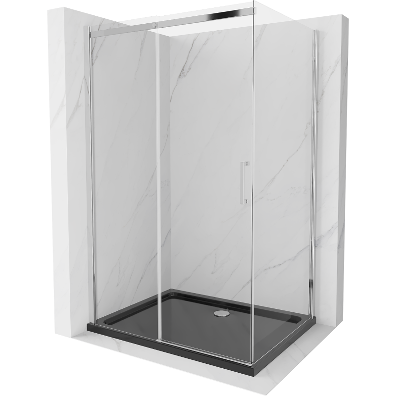Mexen Omega kabina prysznicowa rozsuwana 120 x 90 cm, transparent, chrom + brodzik Flat, czarny - 825-120-090-01-00-4070