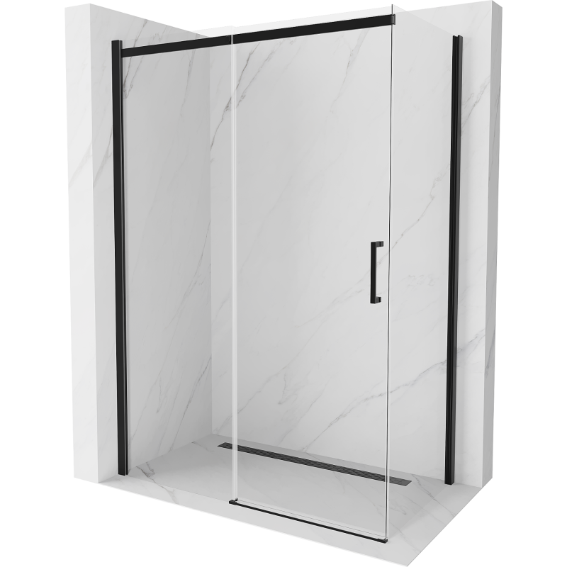 Mexen Omega kabina prysznicowa rozsuwana 130 x 70 cm, transparent, czarna - 825-130-070-70-00