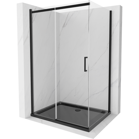 Mexen Omega kabina prysznicowa rozsuwana 100 x 90 cm, transparent, czarna + brodzik Flat, czarny - 825-100-090-70-00-4070B