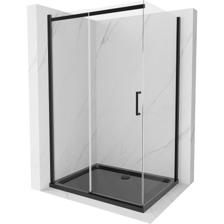 Mexen Omega kabina prysznicowa rozsuwana 120 x 80 cm, transparent, czarna + brodzik Flat, czarny - 825-120-080-70-00-4070B