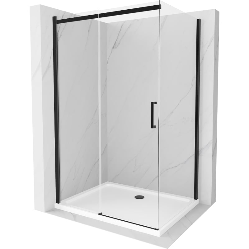 Mexen Omega kabina prysznicowa rozsuwana 120 x 70 cm, transparent, czarna + brodzik Flat, biały - 825-120-070-70-00-4010B