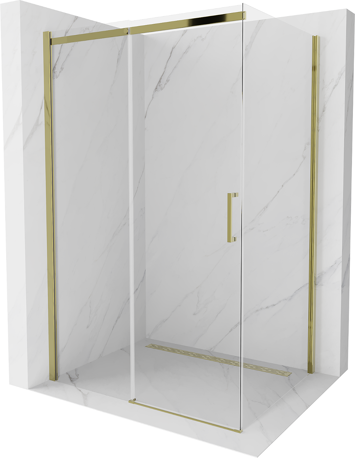 Mexen Omega kabina prysznicowa rozsuwana 100 x 80 cm, transparent, złota - 825-100-080-50-00