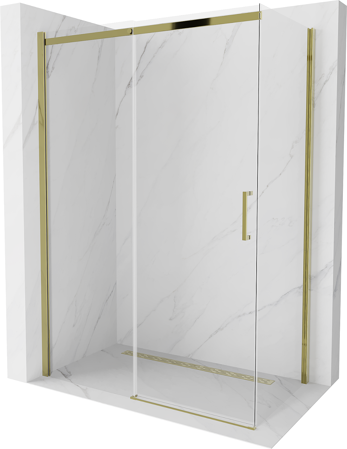 Mexen Omega kabina prysznicowa rozsuwana 140 x 70 cm, transparent, złota - 825-140-070-50-00