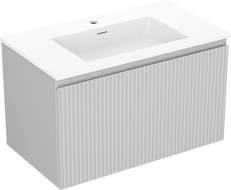 Mexen Rivel szafka łazienkowa 80 cm z umywalką Otis, 1 szuflada, ryflowana , szara mat/biała mat - 91A20-08047-1-BF62-W18M01