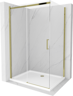 Mexen Omega kabina prysznicowa rozsuwana 110 x 70 cm, transparent, złota + brodzik Flat - 825-110-070-50-00-4010