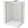 Mexen Omega kabina prysznicowa rozsuwana 120 x 100 cm, transparent, złota + brodzik Flat - 825-120-100-50-00-4010