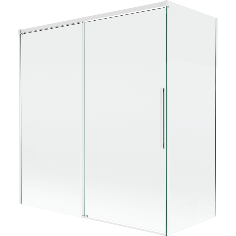 Mexen Rox parawan nawannowy 2-skrzydłowy rozsuwany 150 + 70 x 150 cm, transparent, biały - 8C9-150-070-20-00