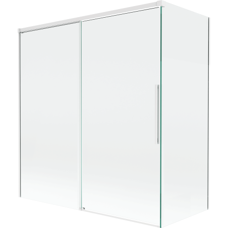 Mexen Rox parawan nawannowy 2-skrzydłowy rozsuwany 150 + 70 x 150 cm, transparent, biały - 8C9-150-070-20-00