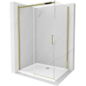 Mexen Omega kabina prysznicowa rozsuwana 130 x 100 cm, transparent, złota + brodzik Flat - 825-130-100-50-00-4010