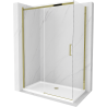 Mexen Omega kabina prysznicowa rozsuwana 140 x 70 cm, transparent, złota + brodzik Flat - 825-140-070-50-00-4010