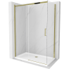 Mexen Omega kabina prysznicowa rozsuwana 140 x 80 cm, transparent, złota + brodzik Flat - 825-140-080-50-00-4010