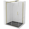 Mexen Omega kabina prysznicowa rozsuwana 100 x 80 cm, transparent, złota + brodzik Flat, czarny - 825-100-080-50-00-4070G