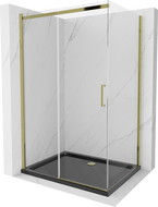 Mexen Omega kabina prysznicowa rozsuwana 120 x 80 cm, transparent, złota + brodzik Flat, czarny - 825-120-080-50-00-4070G
