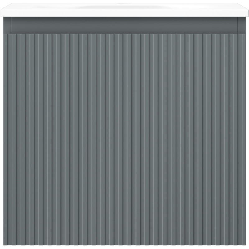 Mexen Rivel szafka łazienkowa 50 cm z umywalką Vela, 1 szuflada, ryflowana , grafit mat/biała mat - 91A20-05047-1-BF66-W23M01