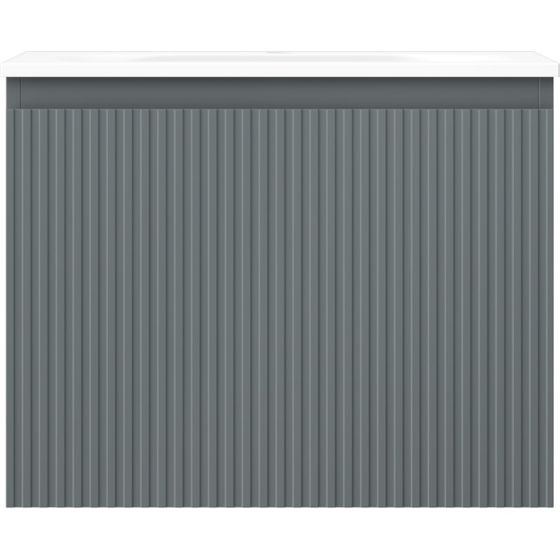 Mexen Rivel szafka łazienkowa 60 cm z umywalką Vela, 1 szuflada, ryflowana , grafit mat/biała mat - 91A20-06047-1-BF66-W23M01