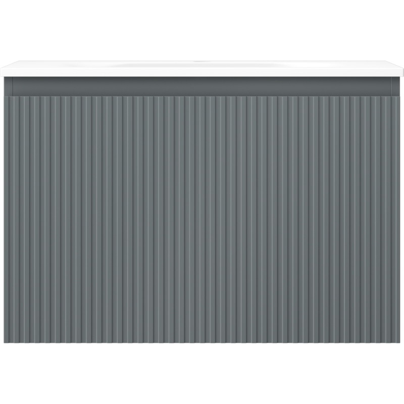Mexen Rivel szafka łazienkowa 70 cm z umywalką Vela, 1 szuflada, ryflowana , grafit mat/biała mat - 91A20-07047-1-BF66-W23M01
