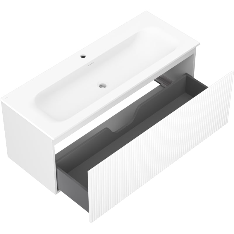 Mexen Rivel szafka łazienkowa 120 cm z umywalką Vela, 1 szuflada, ryflowana , biała mat - 91A20-12047-1-BF01-W23M01