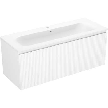 Mexen Rivel szafka łazienkowa 120 cm z umywalką Vela, 1 szuflada, ryflowana , biała mat - 91A20-12047-1-BF01-W23M01