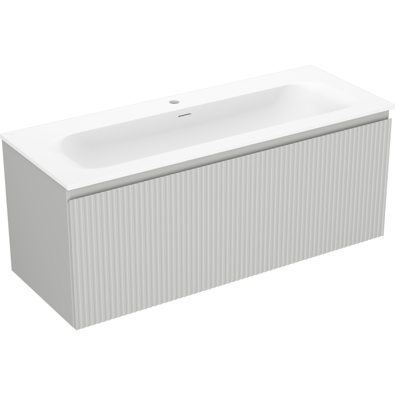 Mexen Rivel szafka łazienkowa 120 cm z umywalką Vela, 1 szuflada, ryflowana , szara mat/biała mat - 91A20-12047-1-BF62-W23M01