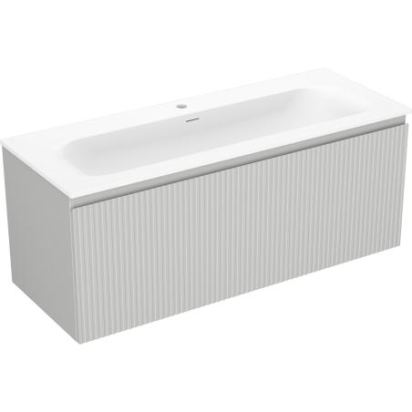 Mexen Rivel szafka łazienkowa 120 cm z umywalką Vela, 1 szuflada, ryflowana , szara mat/biała mat - 91A20-12047-1-BF62-W23M01