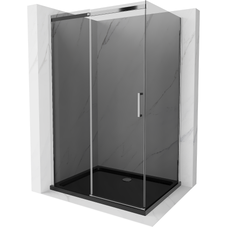 Mexen Omega kabina prysznicowa rozsuwana 120 x 90 cm, grafit, chrom + brodzik Flat, czarny - 825-120-090-01-40-4070