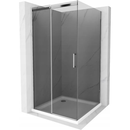 Mexen Omega kabina prysznicowa rozsuwana 100 x 100 cm, grafit, chrom + brodzik Flat, bialy - 825-100-100-01-40-4010