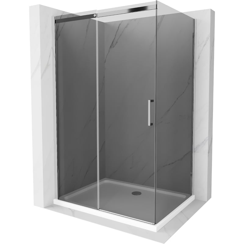 Mexen Omega kabina prysznicowa rozsuwana 110 x 100 cm, grafit, chrom + brodzik Flat, bialy - 825-110-100-01-40-4010
