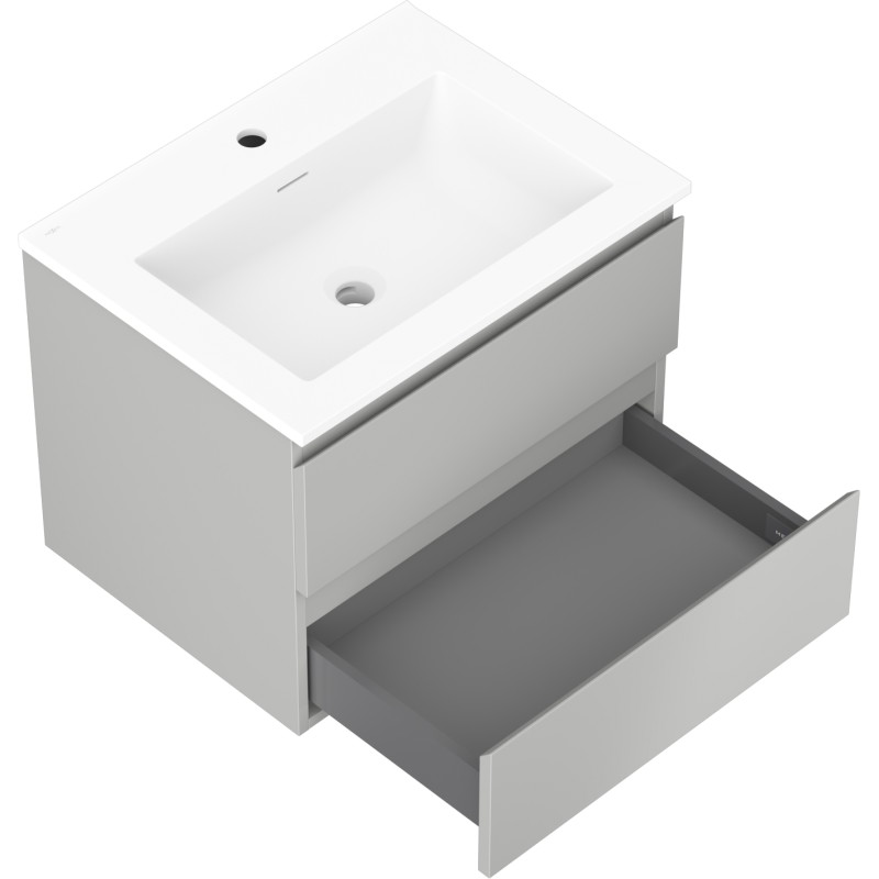 Mexen Orio szafka łazienkowa 60 cm z umywalką Otis, 2 szuflady, szara mat/biała mat - 91A10-06047-2-BFF62-W18M01