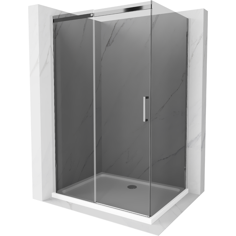 Mexen Omega kabina prysznicowa rozsuwana 120 x 90 cm, grafit, chrom + brodzik Flat, bialy - 825-120-090-01-40-4010