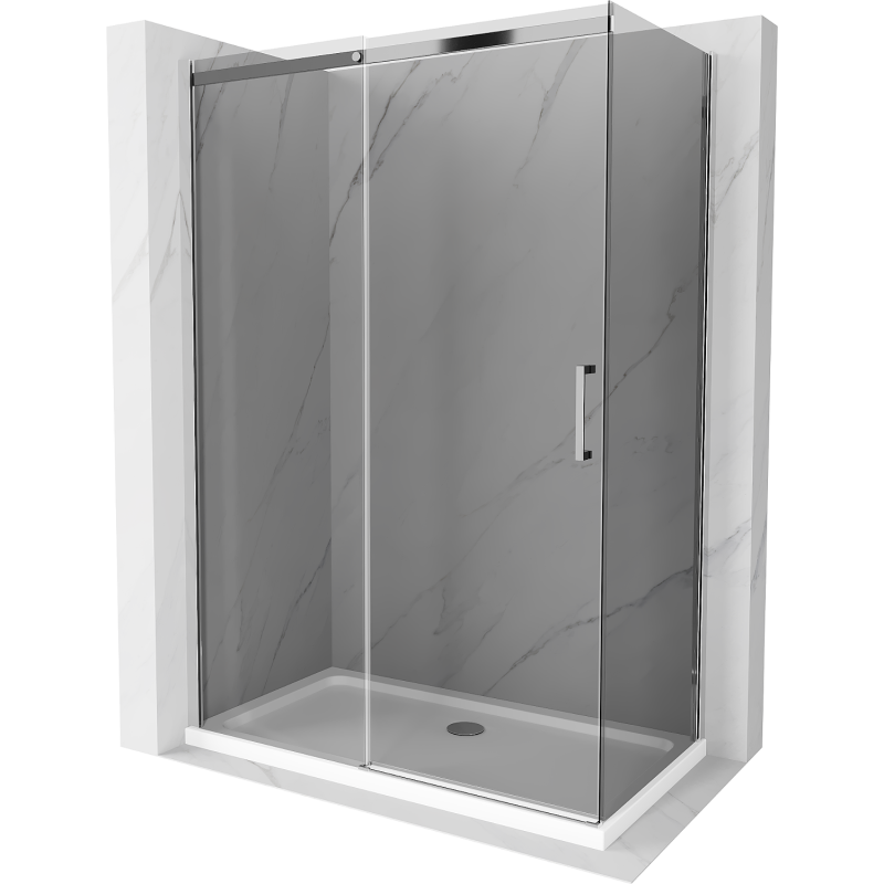 Mexen Omega kabina prysznicowa rozsuwana 130 x 70 cm, grafit, chrom + brodzik Flat, bialy - 825-130-070-01-40-4010