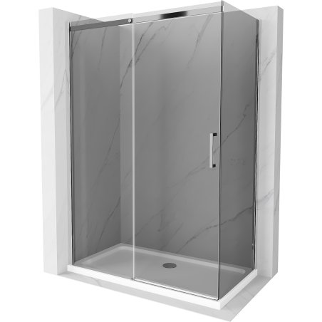 Mexen Omega kabina prysznicowa rozsuwana 130 x 70 cm, grafit, chrom + brodzik Flat, bialy - 825-130-070-01-40-4010