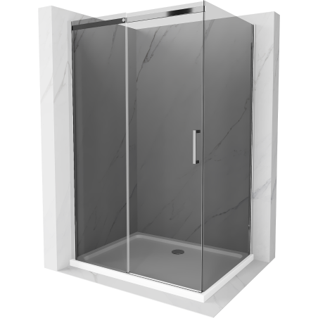 Mexen Omega kabina prysznicowa rozsuwana 130 x 90 cm, grafit, chrom + brodzik Flat, bialy - 825-130-090-01-40-4010