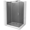 Mexen Omega kabina prysznicowa rozsuwana 130 x 100 cm, grafit, chrom + brodzik Flat, bialy - 825-130-100-01-40-4010