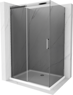 Mexen Omega kabina prysznicowa rozsuwana 130 x 100 cm, grafit, chrom + brodzik Flat, bialy - 825-130-100-01-40-4010