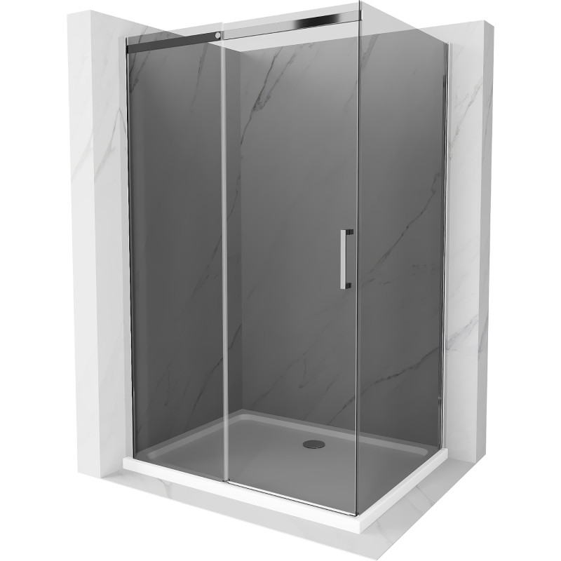 Mexen Omega kabina prysznicowa rozsuwana 140 x 90 cm, grafit, chrom + brodzik Flat, bialy - 825-140-090-01-40-4010