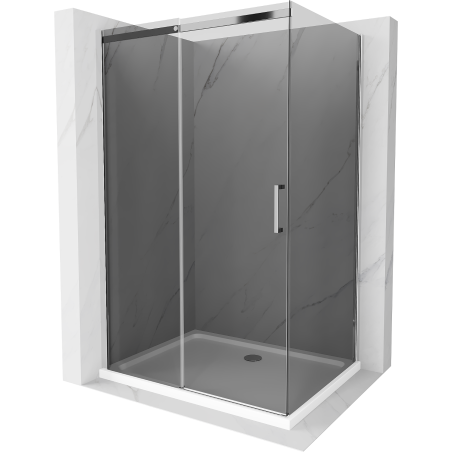 Mexen Omega kabina prysznicowa rozsuwana 140 x 90 cm, grafit, chrom + brodzik Flat, bialy - 825-140-090-01-40-4010