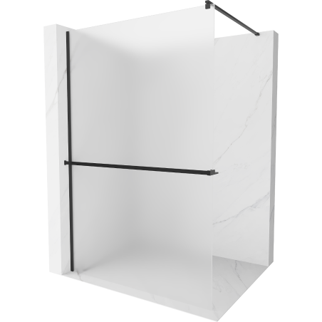 Mexen Kioto+ ścianka prysznicowa z półką Walk-in 90 x 200 cm, szron, czarna - 800-090-121-70-30