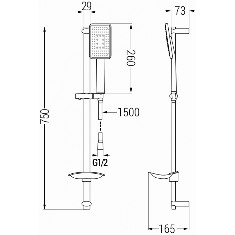 Mexen DB54 zestaw prysznicowy suwany, czarny/chrom - 785544584-17
