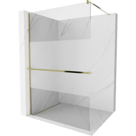 Mexen Kioto+ ścianka prysznicowa z półką Walk-in 70 x 200 cm, transparent/szron, złota - 800-070-121-50-35