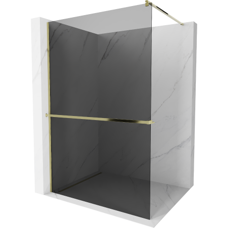 Mexen Kioto+ ścianka prysznicowa z półką Walk-in 80 x 200 cm, grafit, złota - 800-080-121-50-40