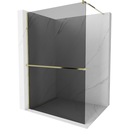 Mexen Kioto+ ścianka prysznicowa z półką Walk-in 110 x 200 cm, grafit, złota - 800-110-121-50-40