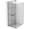 Mexen Kioto+ ścianka prysznicowa z półką Walk-in 70 x 200 cm, czarna kratka, złota - 800-070-121-50-77