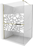 Mexen Kioto+ ścianka prysznicowa z półką Walk-in 80 x 200 cm, biały wzór, złota - 800-080-121-50-85
