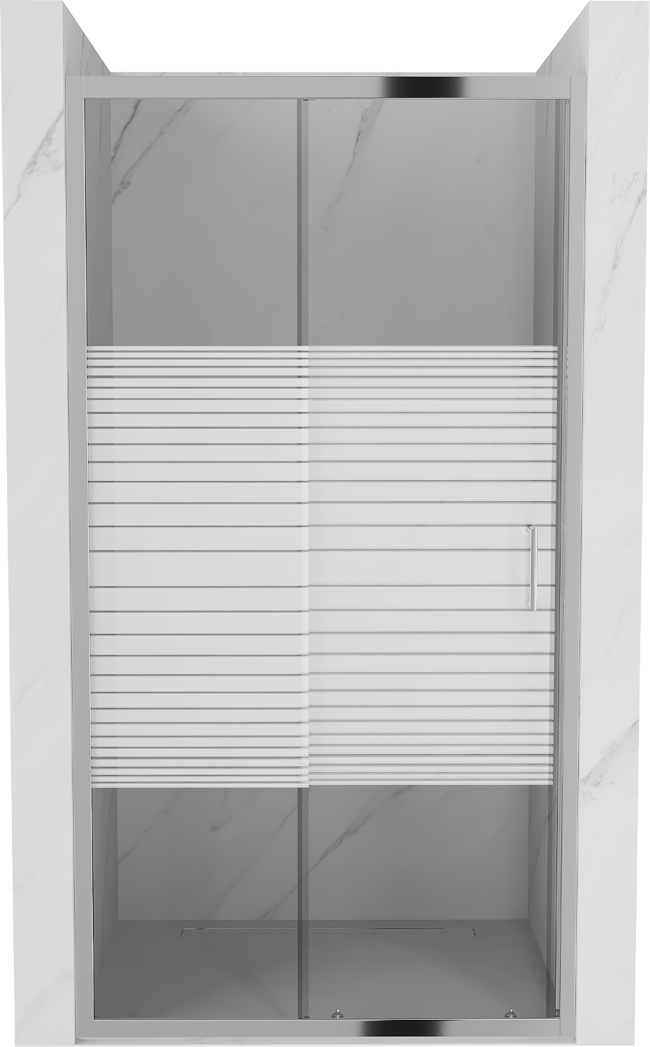 Mexen Apia drzwi prysznicowe rozsuwane 140 cm, pasy, chrom - 845-140-000-01-20