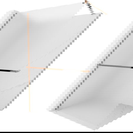 Mexen Kioto+ ścianka prysznicowa z półką Walk-in 110 x 200 cm, szron, różowe złoto - 800-110-121-60-30