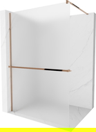 Mexen Kioto+ ścianka prysznicowa z półką Walk-in 80 x 200 cm, szron, różowe złoto - 800-080-121-60-30