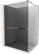 Mexen Kioto+ ścianka prysznicowa z półką Walk-in 70 x 200 cm, grafit, różowe złoto - 800-070-121-60-40