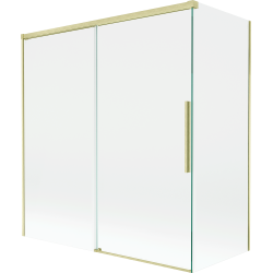 Mexen Rox parawan nawannowy 2-skrzydłowy rozsuwany 150 + 70 x 150 cm, transparent, złoty szczotkowany - 8C9-150-070-55-00