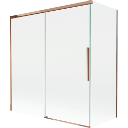 Mexen Rox parawan nawannowy 2-skrzydłowy rozsuwany 150 + 70 x 150 cm, transparent, różowe złoto - 8C9-150-070-60-00